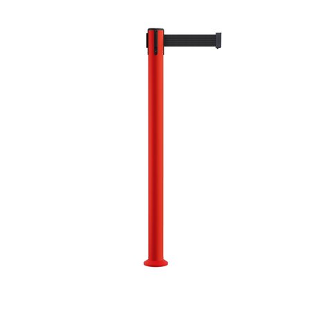 MONTOUR LINE Stanchion Belt Barrier Fixed Base Red Post 11ft.Black Belt MSX630F-RD-BK-110